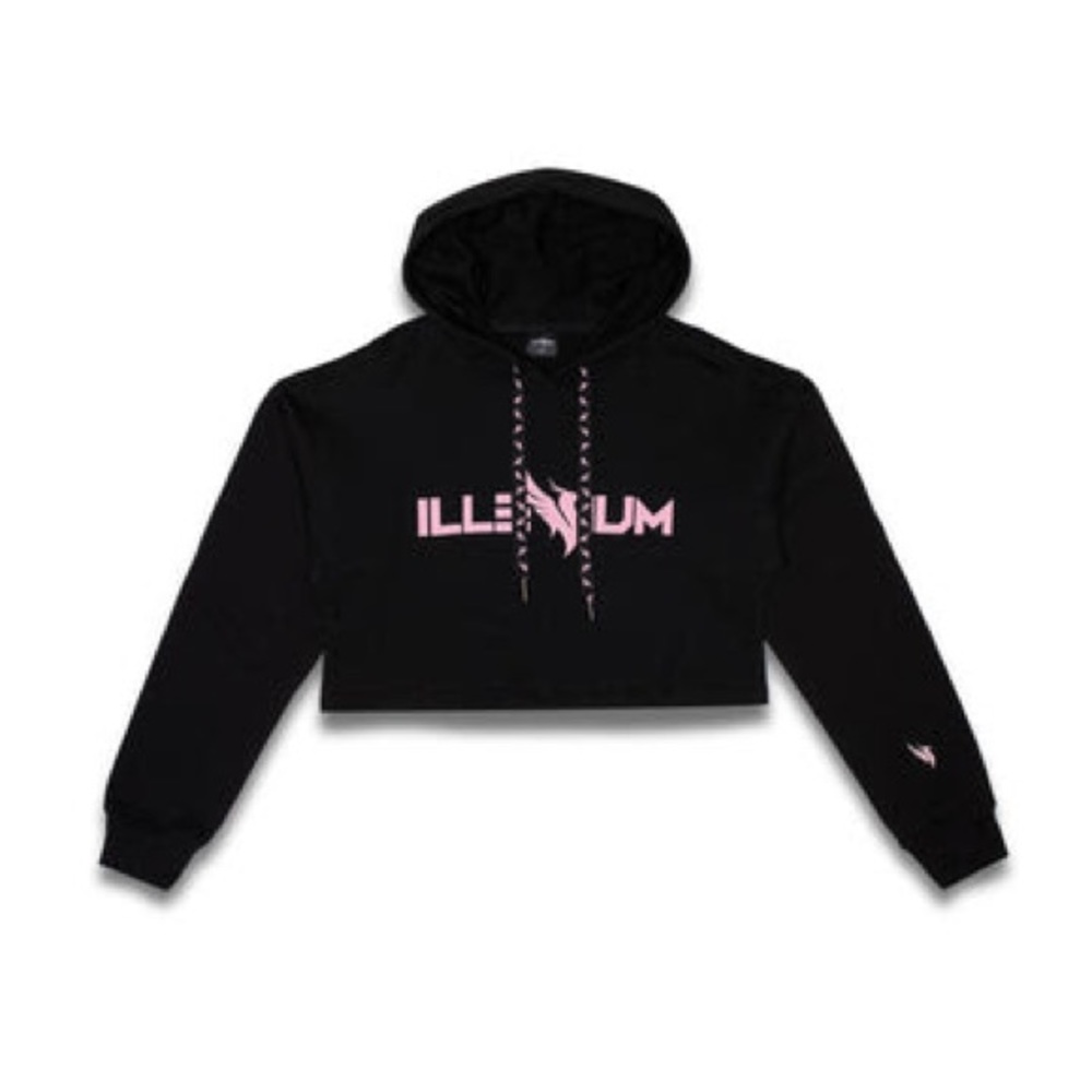 Illenium pink crop hoodie